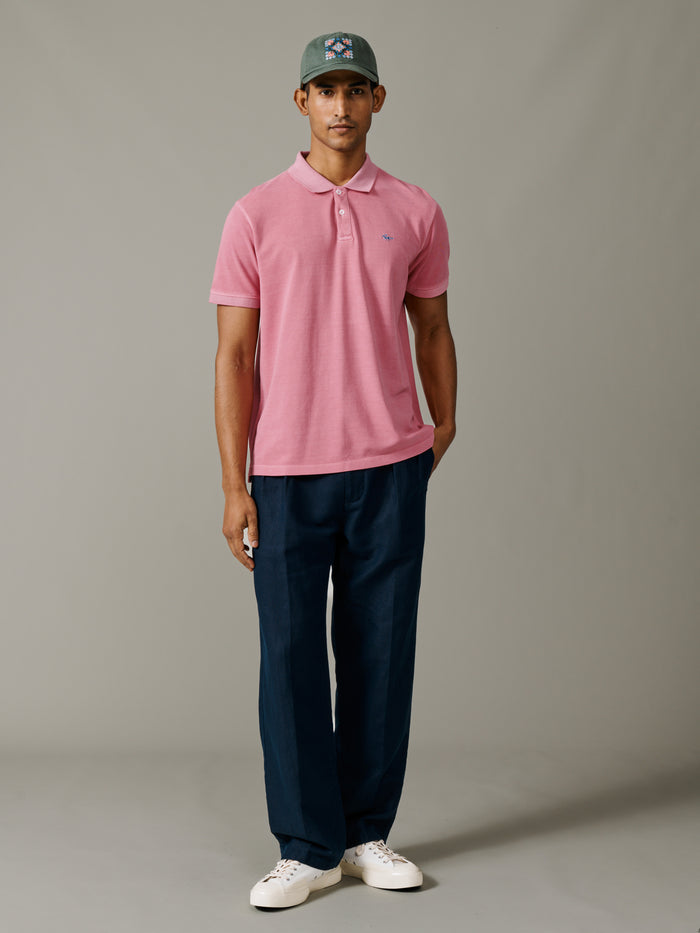 Aubin Washed Pink Lusby Pique Polo | Polo Shirts