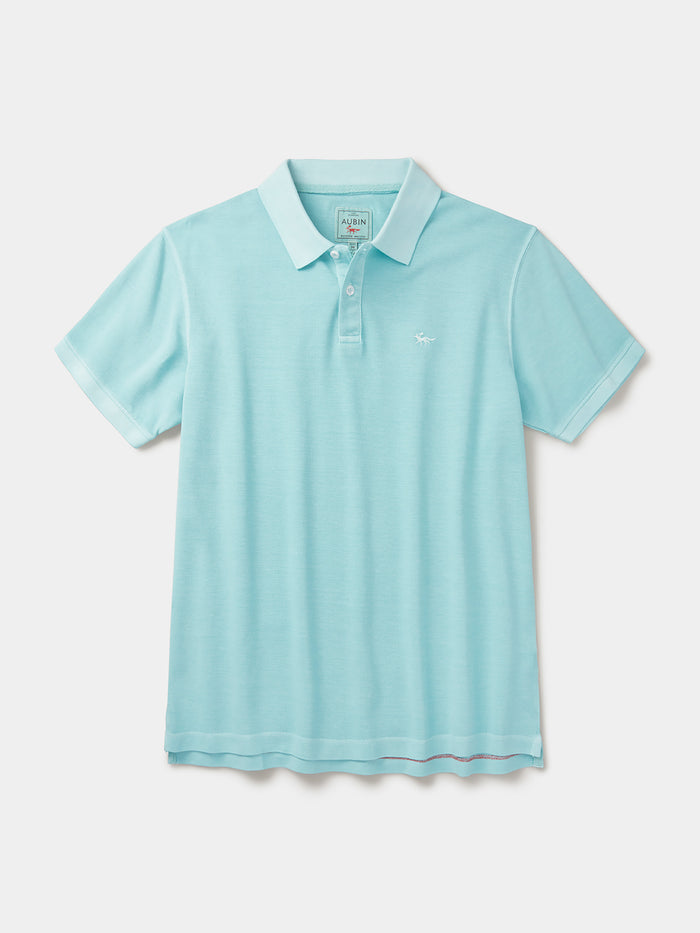 Aubin Washed Mint Lusby Pique Polo | Polo Shirts