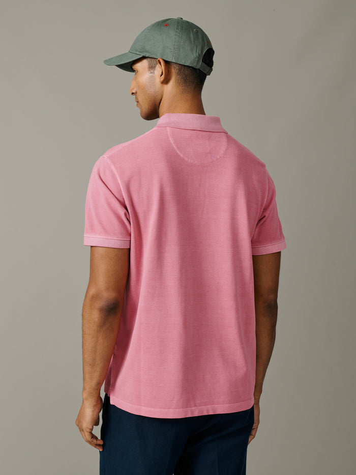 Aubin Washed Pink Lusby Pique Polo | Polo Shirts