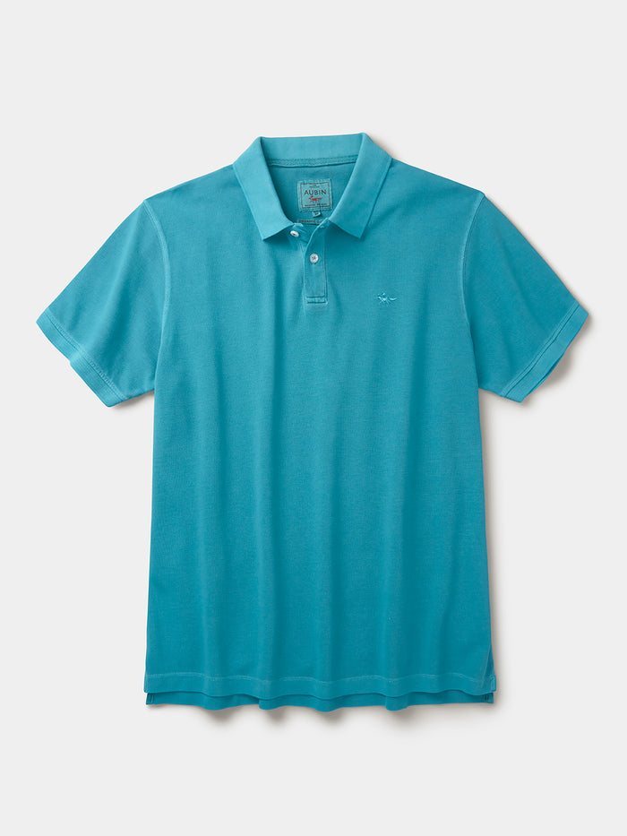 Aubin Washed Jade Lusby Pique Polo | Polo Shirts