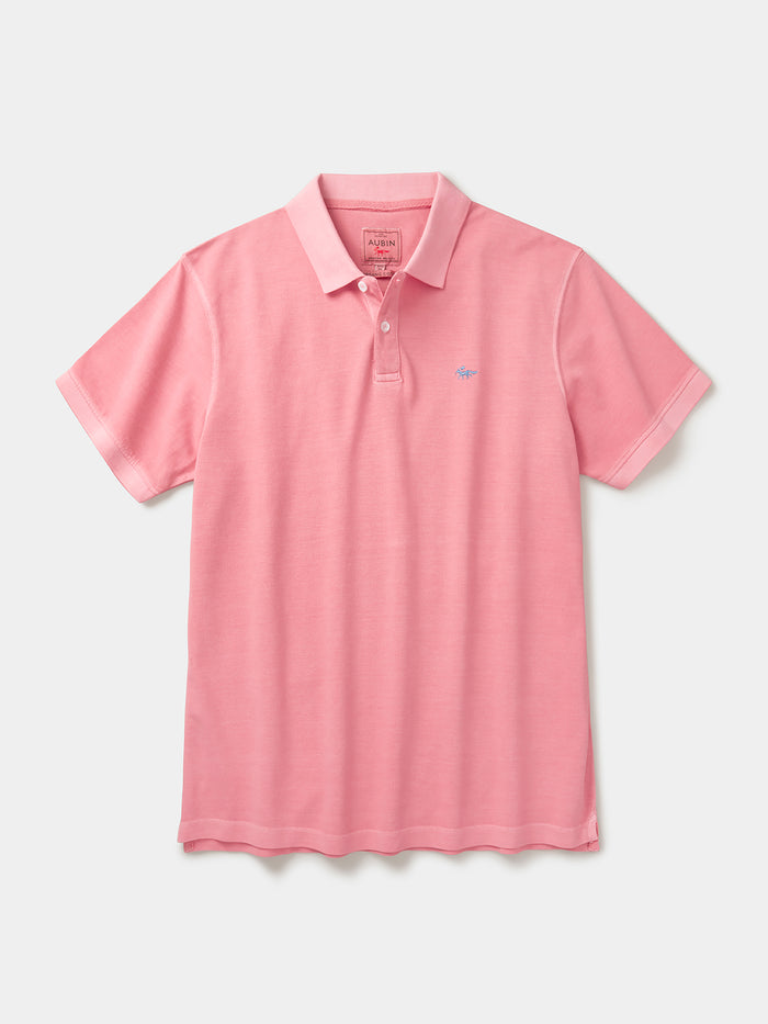Aubin Washed Pink Lusby Pique Polo | Polo Shirts