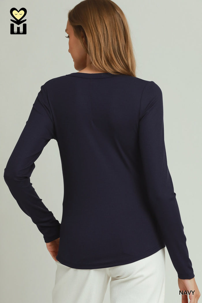 Lyocell Ribbed Long Sleeve Top | 3 Colors Avavilable