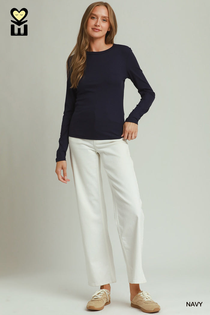 Lyocell Ribbed Long Sleeve Top | 3 Colors Avavilable