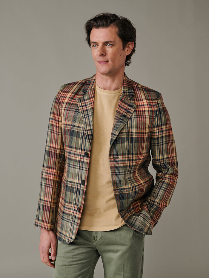 Aubin Green Madras Check Mareham Patch Pocket Jacket | Suit Jackets