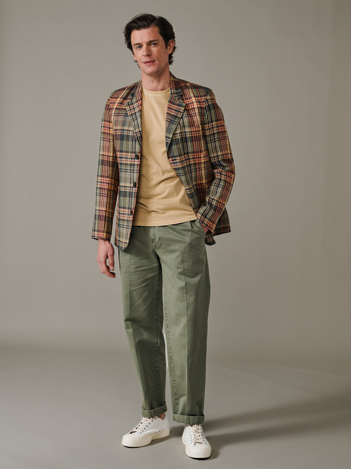 Aubin Green Madras Check Mareham Patch Pocket Jacket | Suit Jackets