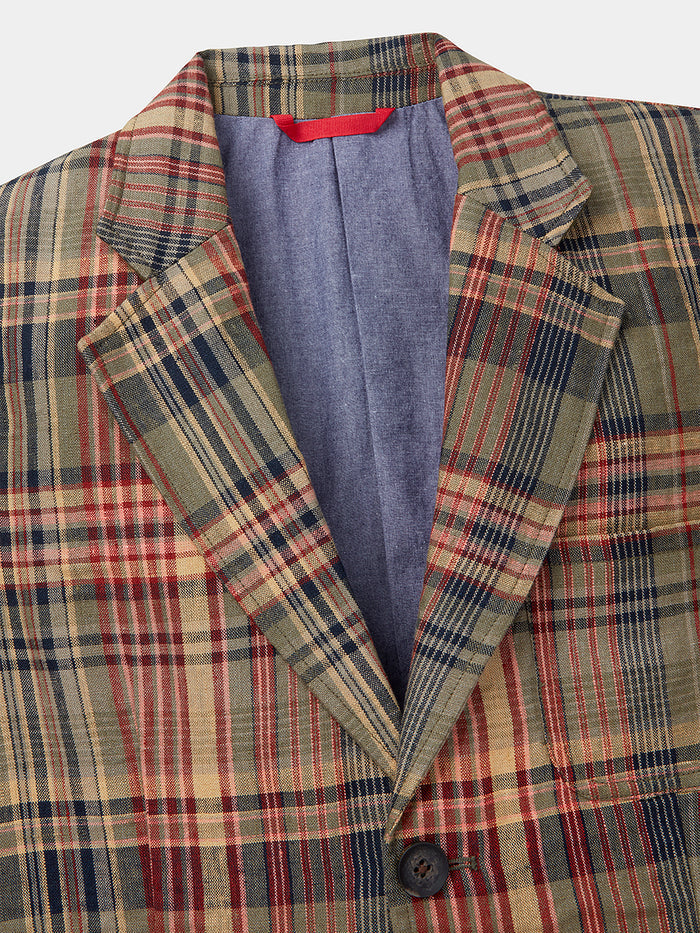 Aubin Green Madras Check Mareham Patch Pocket Jacket | Suit Jackets