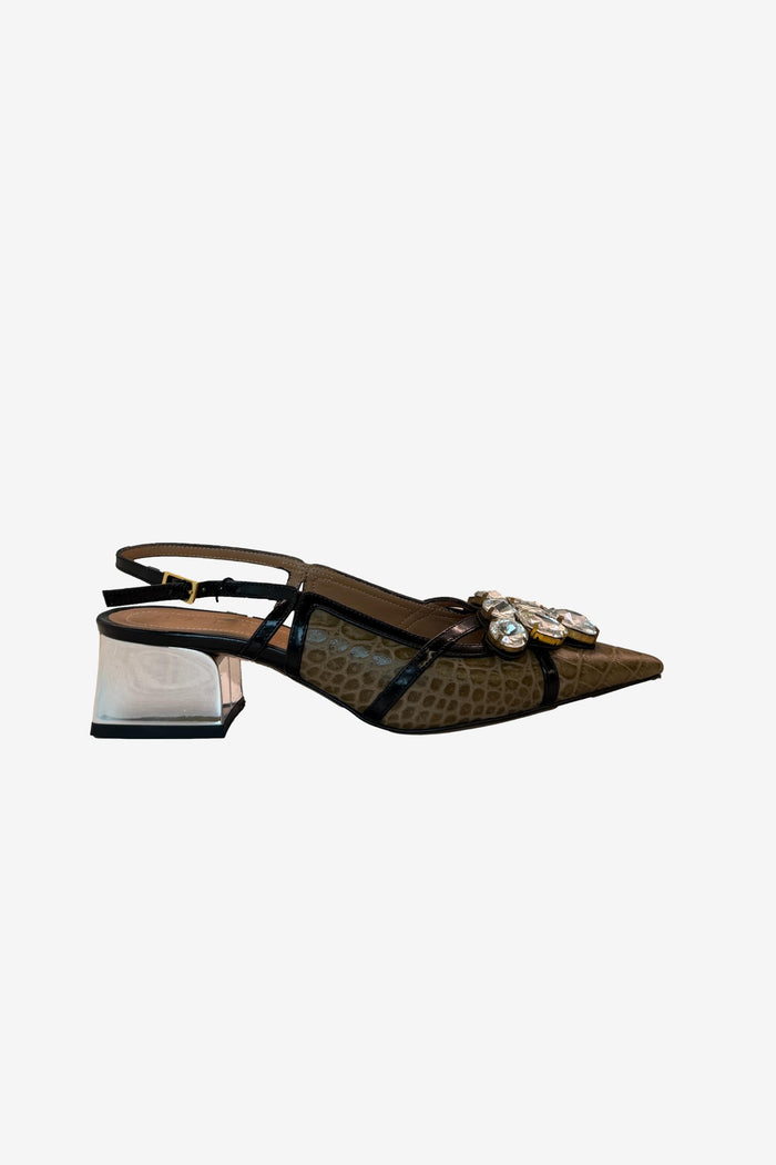Marni Crystal Toe Slingback Heels