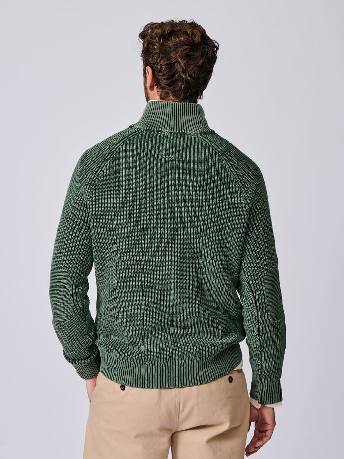 Aubin Khaki Martin Cotton Zip Neck | Zip Neck