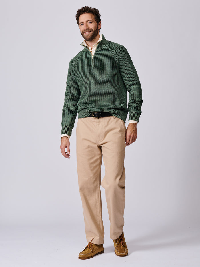 Aubin Khaki Martin Cotton Zip Neck | Zip Neck