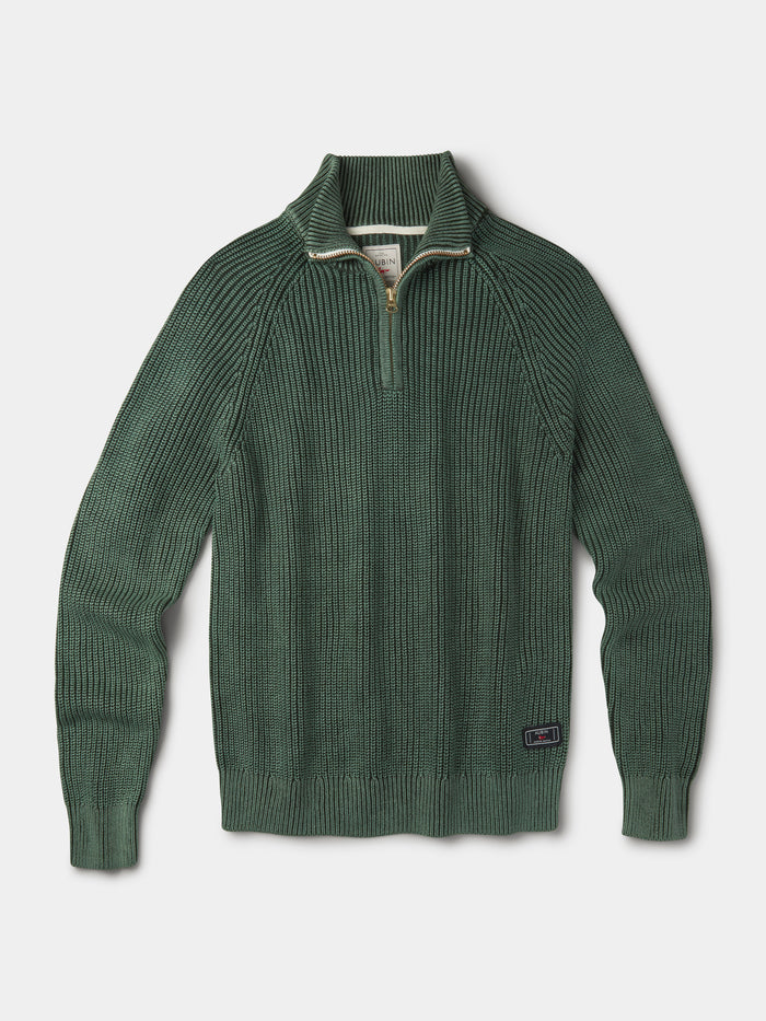Aubin Khaki Martin Cotton Zip Neck | Zip Neck