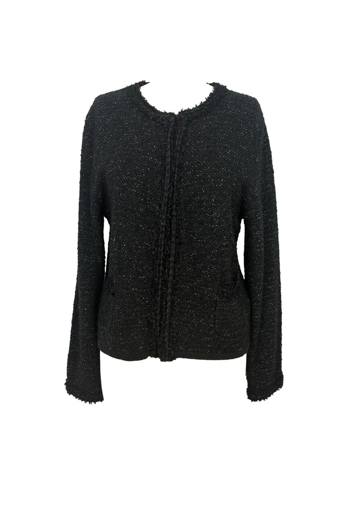 Massimo Dutti Black Tweed Lurex Cardigan