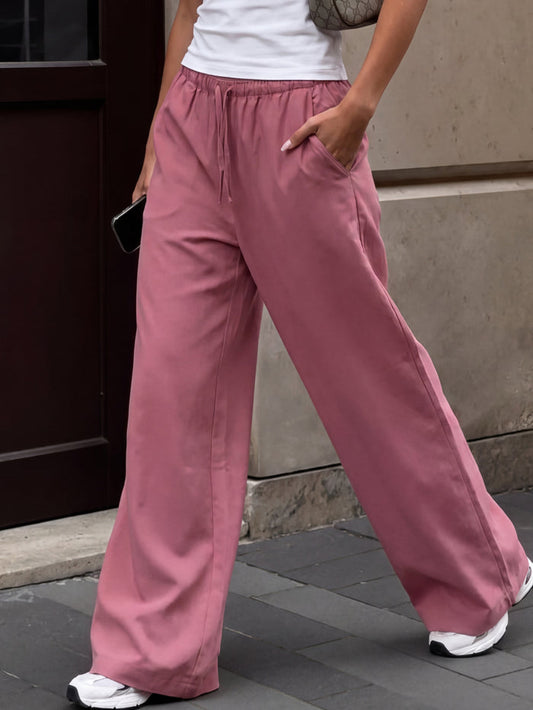Maya Wide Leg Trousers - Dark Berry