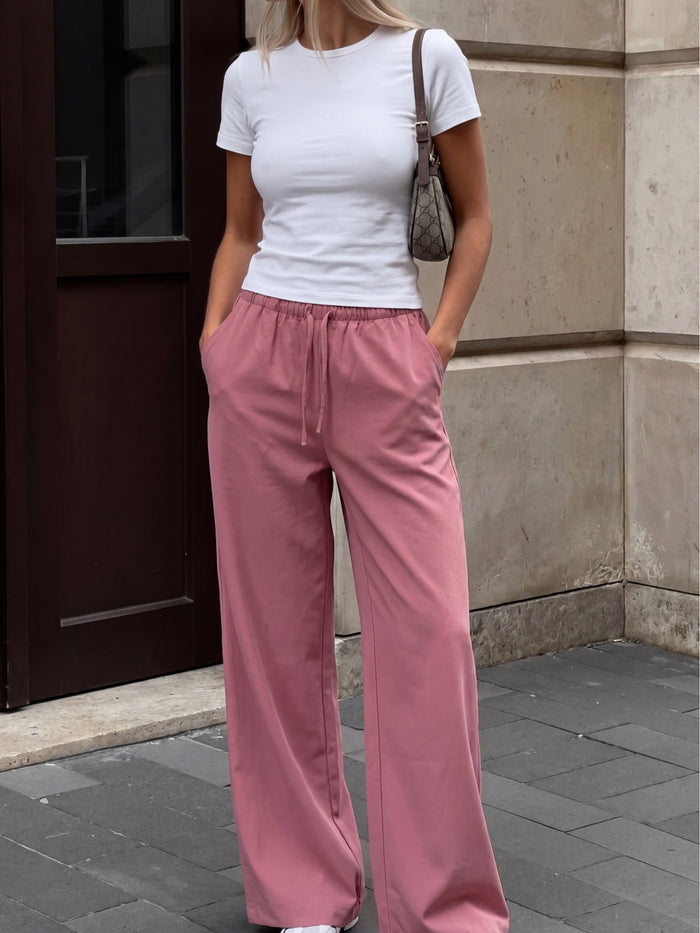 Maya Wide Leg Trousers - Dark Berry