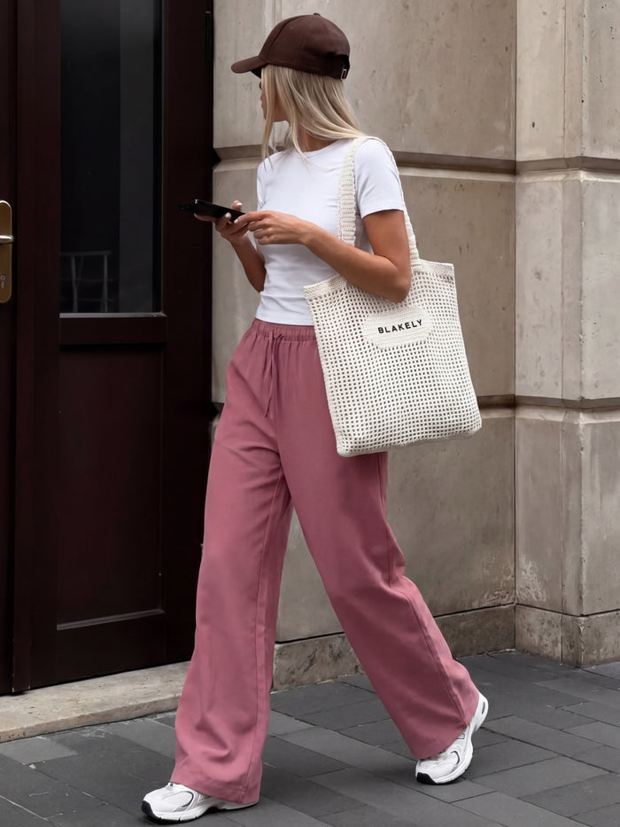 Maya Wide Leg Trousers - Dark Berry