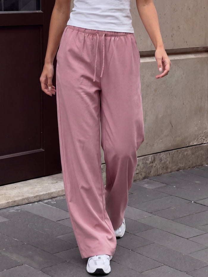 Maya Wide Leg Trousers - Dusty Pink