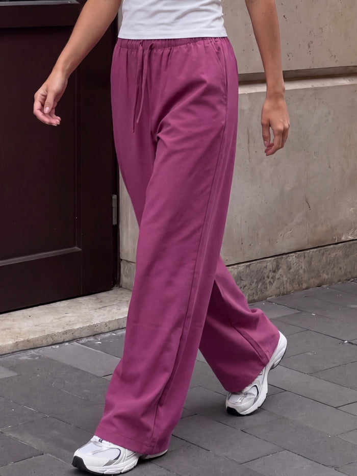 Maya Wide Leg Trousers - Mulberry