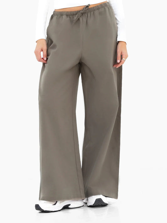 Maya Wide Leg Trousers - Safari Green