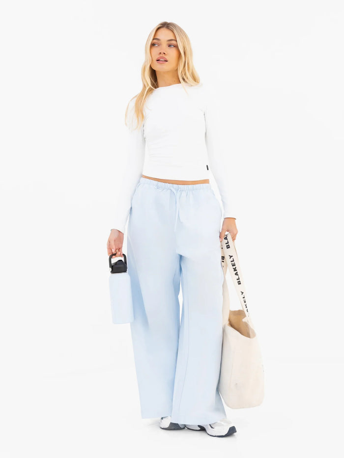 Maya Wide Leg Trousers - Soft Blue
