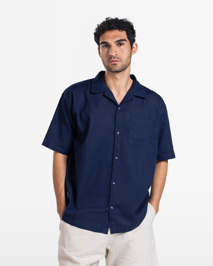 MEN'S LINEN SHIRT NAVY 1
