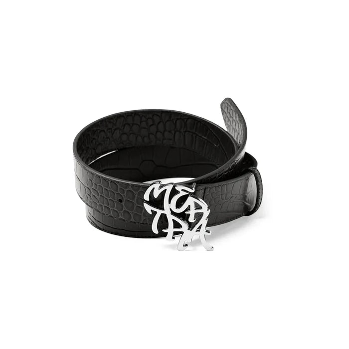 MERTRA Alligator Skin Belt Black