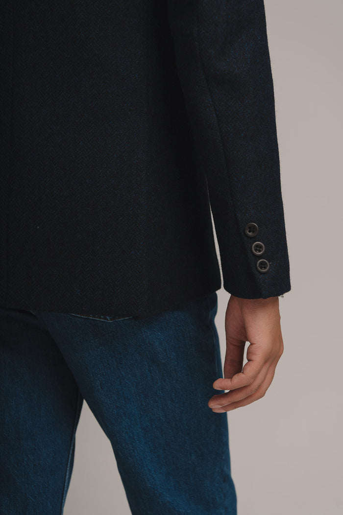 Midnight Herringbone Nehru Jacket, Nehru Jacket - SIRPLUS