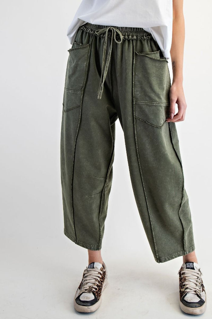 Mineral Washed Terry Knit Barrel Pants