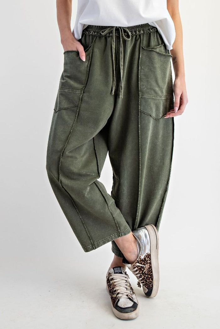 Mineral Washed Terry Knit Barrel Pants