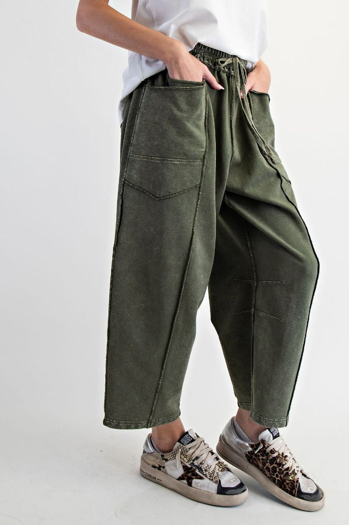 Mineral Washed Terry Knit Barrel Pants
