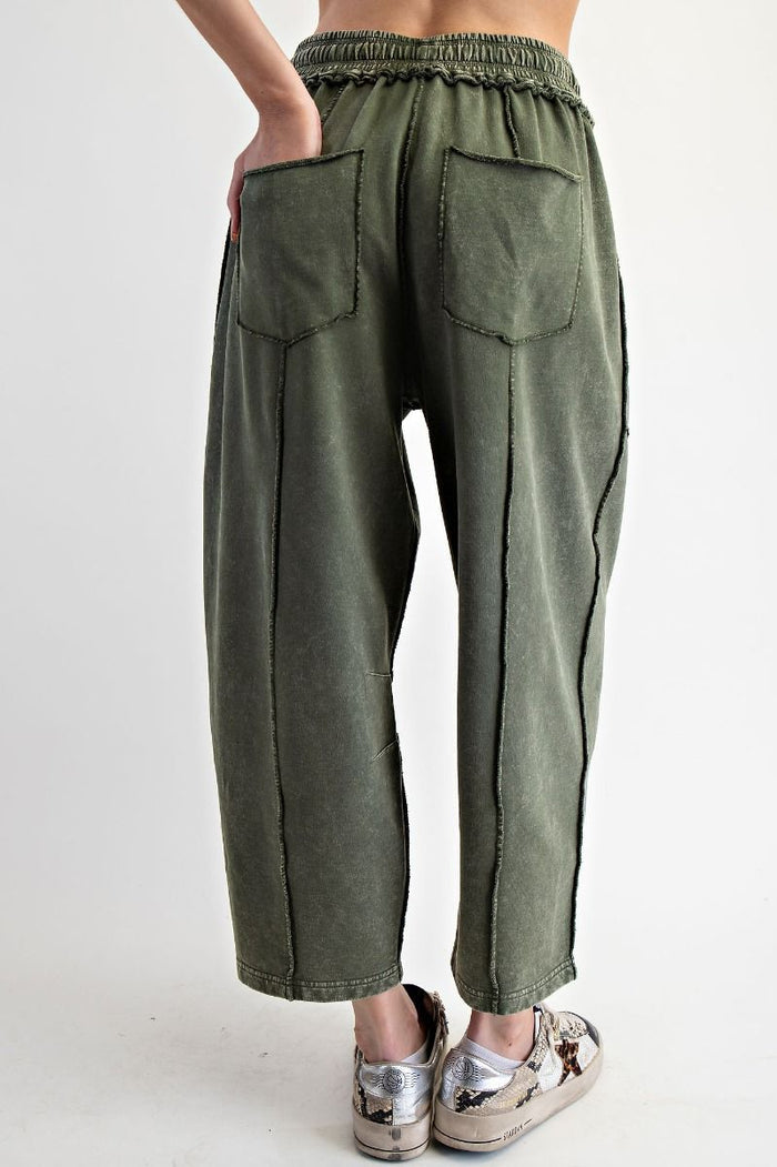 Mineral Washed Terry Knit Barrel Pants