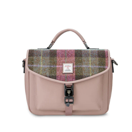 Mini Laptop Bag - Pink and Green Tartan