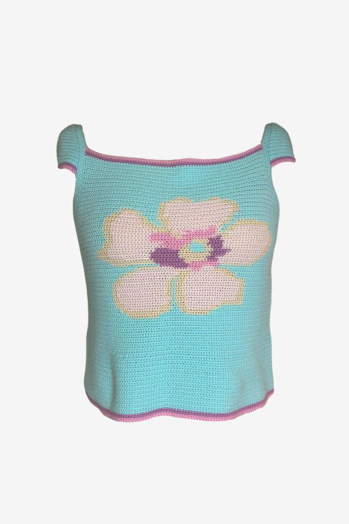 Miss Chloè Crochet Pastel Cap Sleeve Top