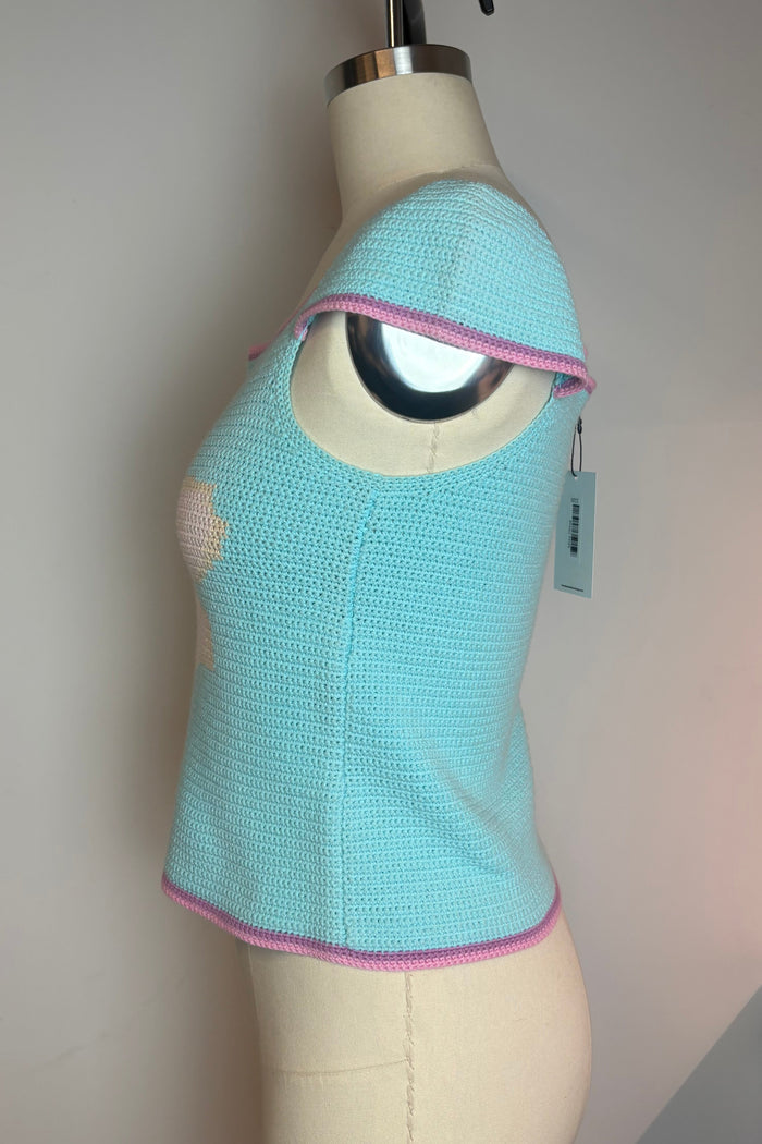 Miss Chloè Crochet Pastel Cap Sleeve Top