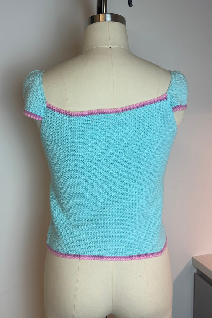 Miss Chloè Crochet Pastel Cap Sleeve Top