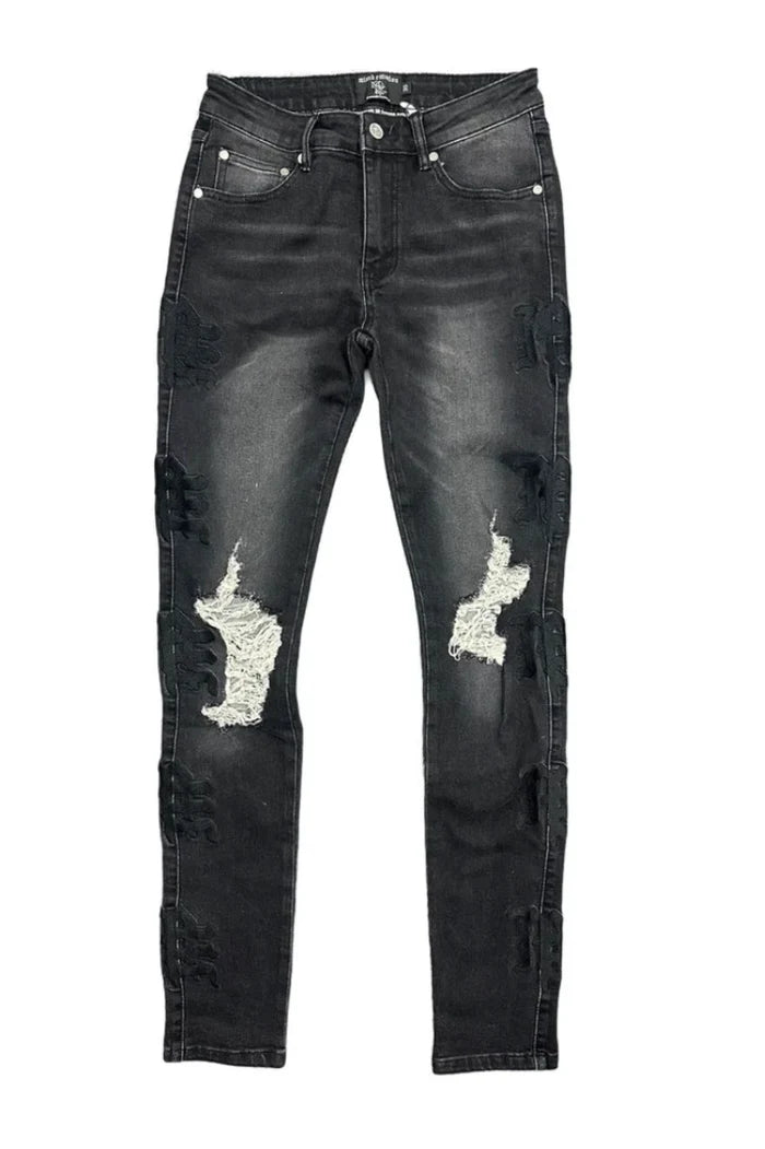 Mixed Emotion - Midnight Monogram Denim - Black - Clique Apparel