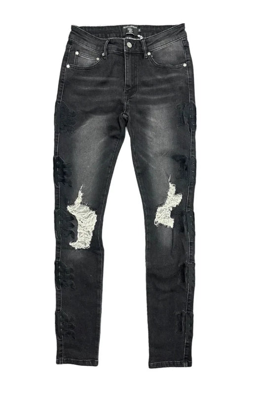 Mixed Emotion - Midnight Monogram Denim - Black - Clique Apparel