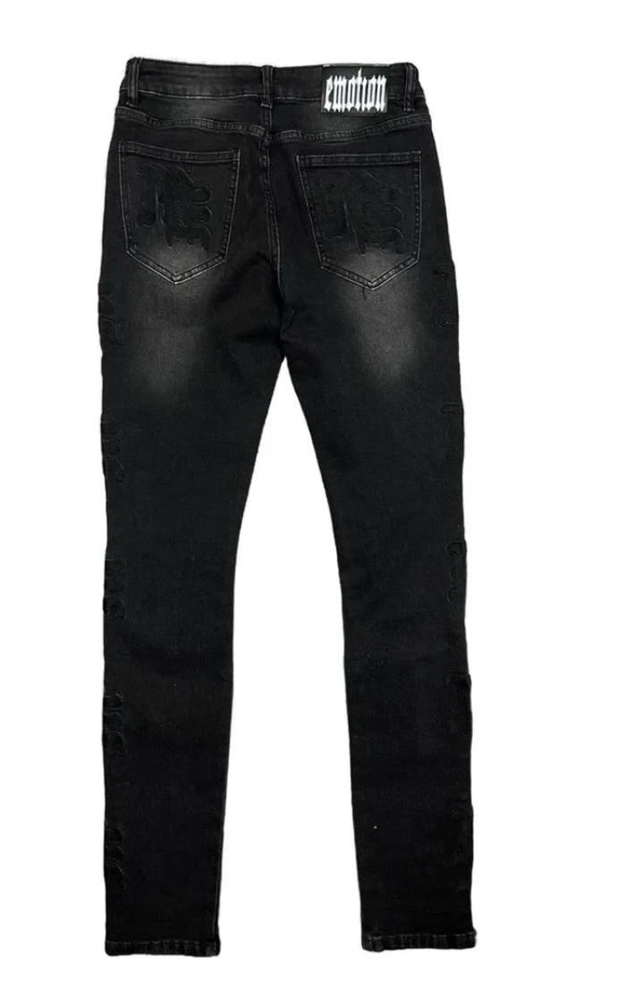 Mixed Emotion - Midnight Monogram Denim - Black - Clique Apparel