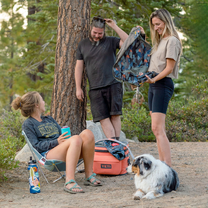 Group hanging out with Grand Trunk Monarch Chair and dog leaning back