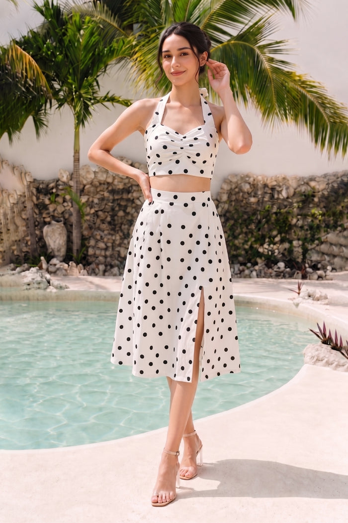 White polka co ord set