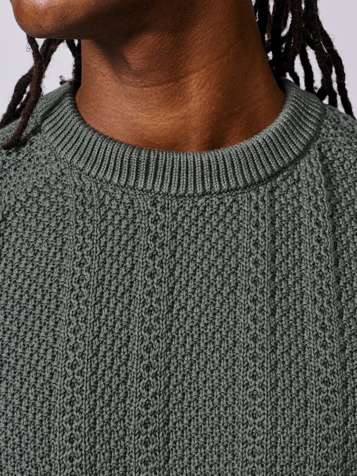 Aubin Dark Khaki Montrose Textured Crew Neck | Crew Neck