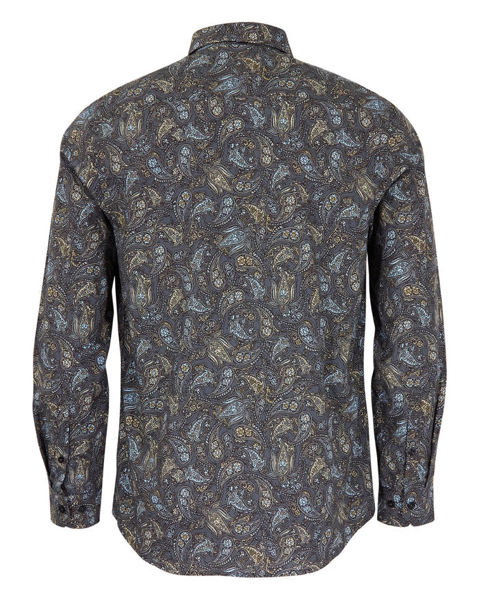 MORRIS MADRID PAISLEY SHIRT - SMOKE