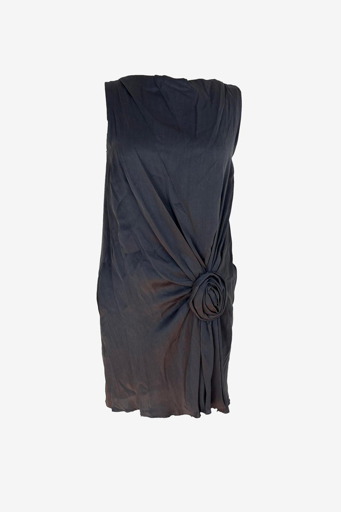 Moschino Cheap & Chic Draped Fluid Grey Silk Mini Dress