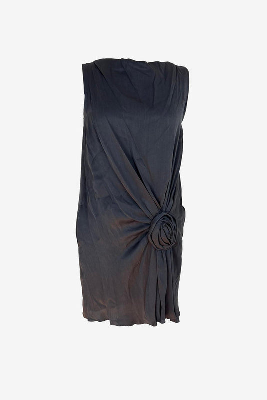 Moschino Cheap & Chic Draped Fluid Grey Silk Mini Dress