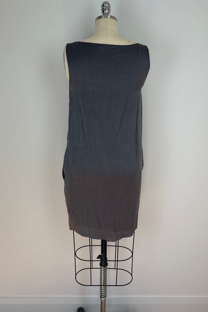Moschino Cheap & Chic Draped Fluid Grey Silk Mini Dress