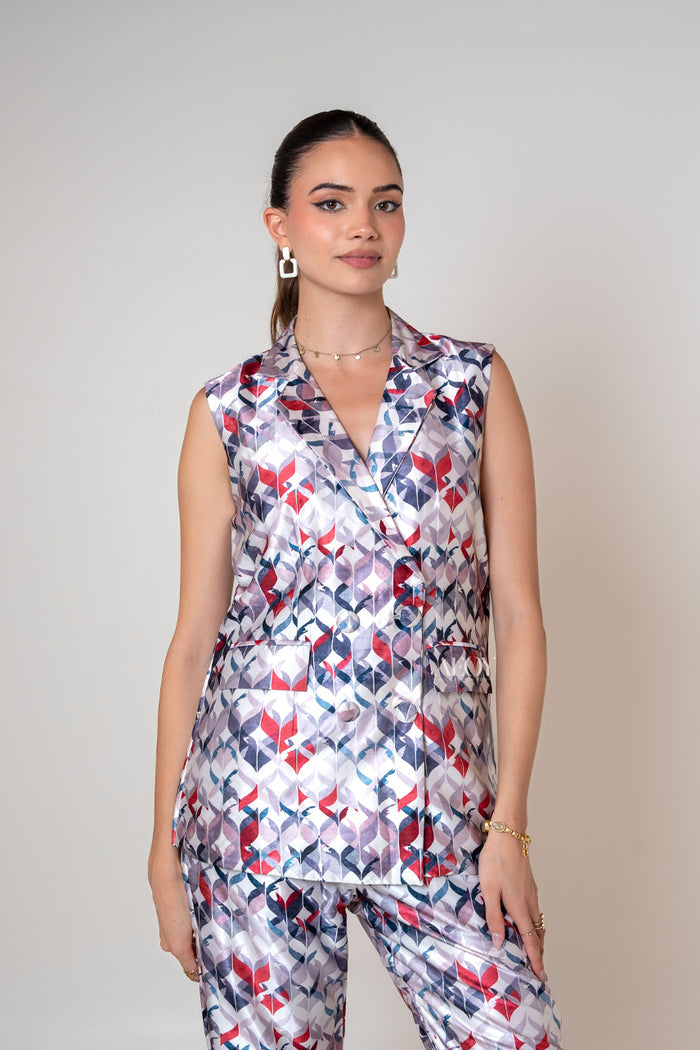 Printed blazer matching set women