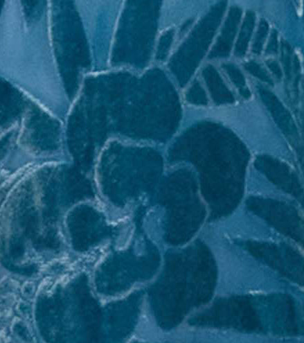 NADIA COUNTRY FLORAL VELVET DEVORE TEAL WOMENS SHIRT