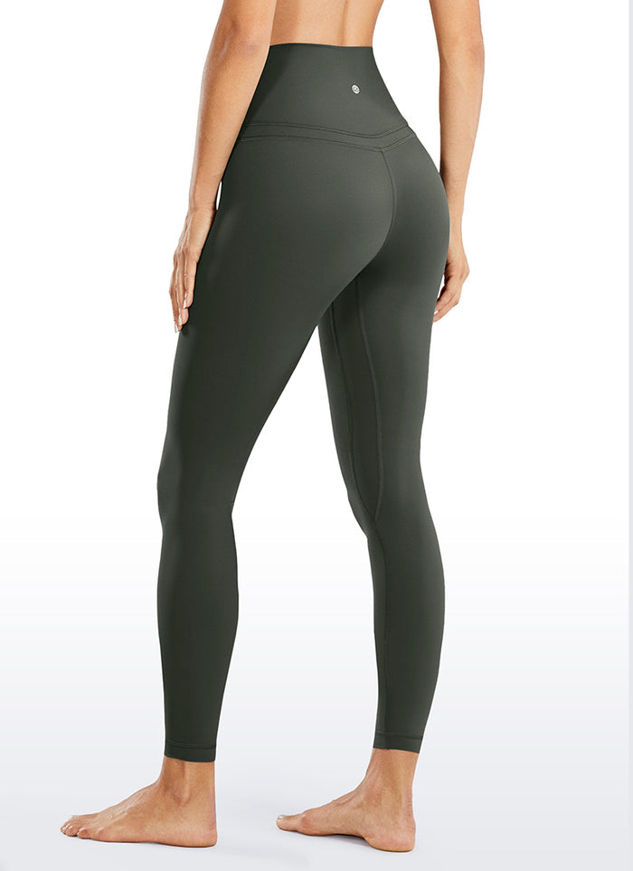 CRZ YOGA Women's Yoga Train High Rise Tall Nakedfeel Leggings 28'' Grey Olive
