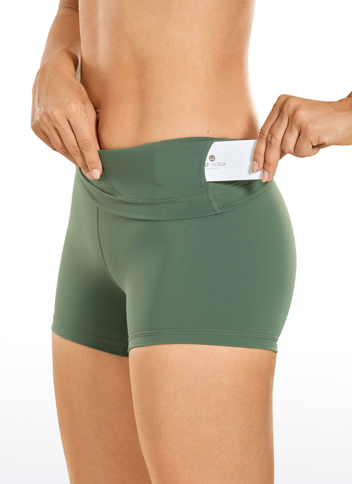 CRZ YOGA Women's Yoga Train High Rise Biker Shorts Nakedfeel Short 3'' Vibrant green