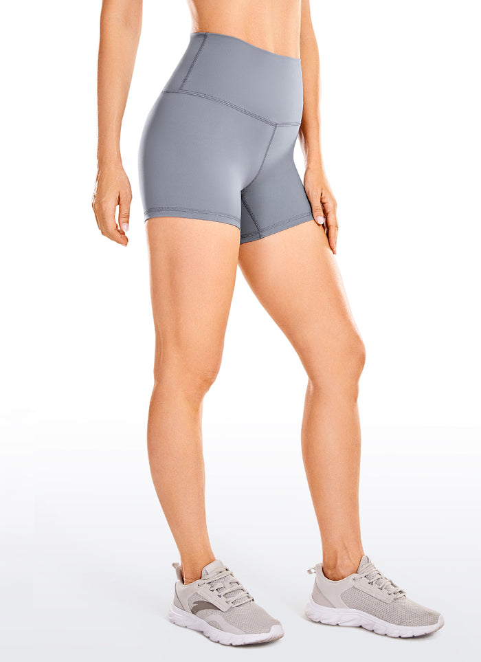 CRZ YOGA Women's Yoga High Rise Biker Shorts Nakedfeel Shorts 4'' Sleet