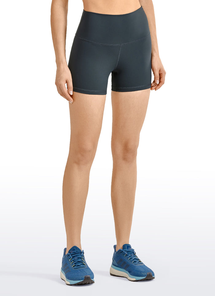 CRZ YOGA Women's Yoga High Rise Biker Shorts Nakedfeel Shorts 4'' Melanite