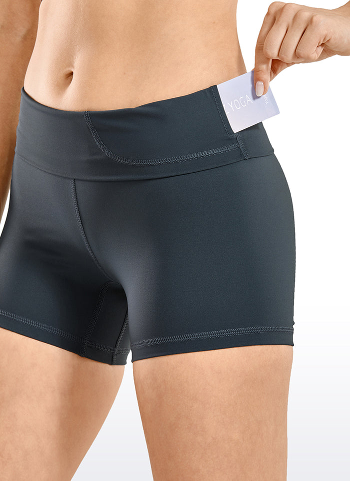 CRZ YOGA Women's Yoga High Rise Biker Shorts Nakedfeel Shorts 4'' Melanite